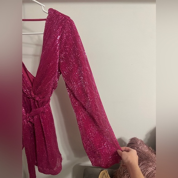 FINAL PRICE HELLO MOLLY STATIC MEMORY SEQUIN DRESS PINK - Picture 7 of 10